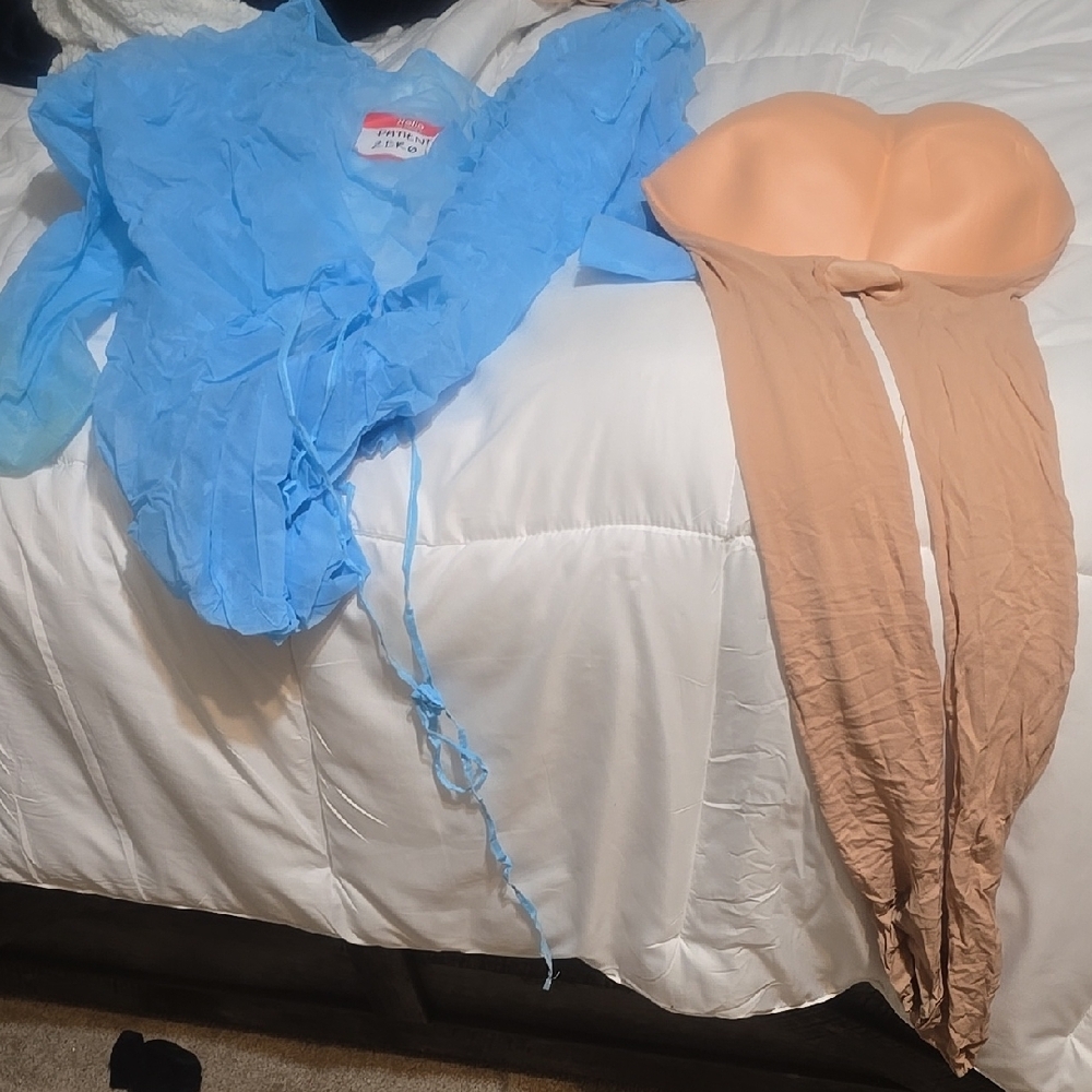 Sheer Blue Wrap Top and Nude Bodysuit Set